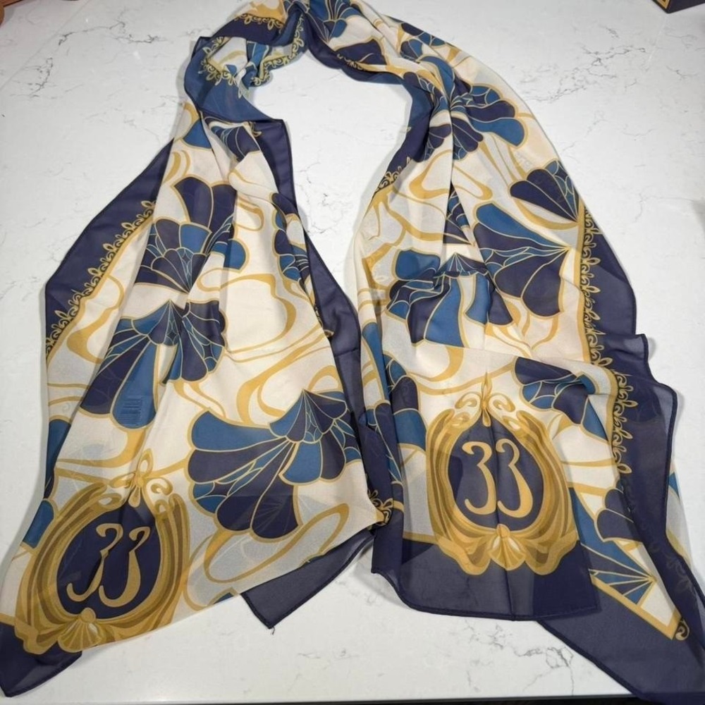 Disney Parks Club 33 Art Deco Scarf Wrap Blue Gold Exclusive Disneyland